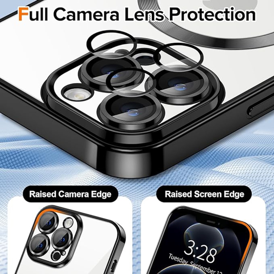 Husa pentru iPhone 12 Pro Max, SKYDDAR INNOVATION, Luxury Shield Magsafe, Protectie Antisoc, Negru, set cu sticker - 3 | YEO
