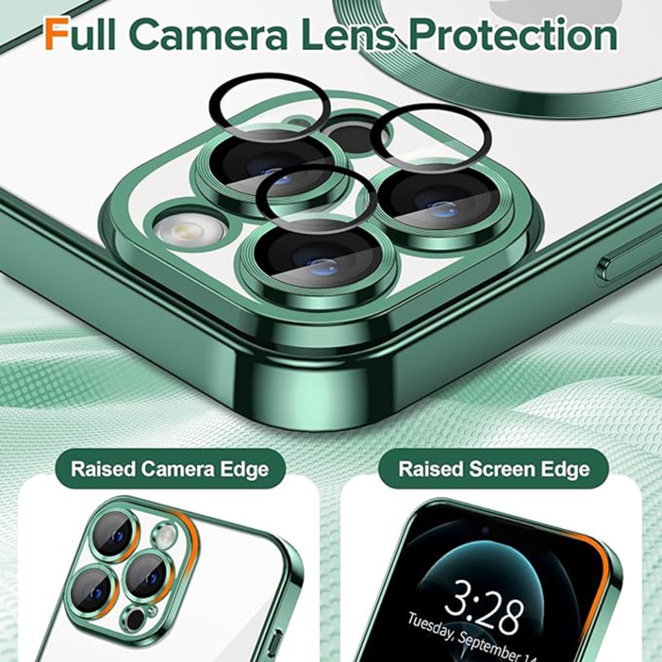 Husa pentru iPhone 12 Pro , SKYDDAR INNOVATION, Luxury Shield Magsafe, Protectie Antisoc, Verde inchis, set cu sticker - 3 | YEO
