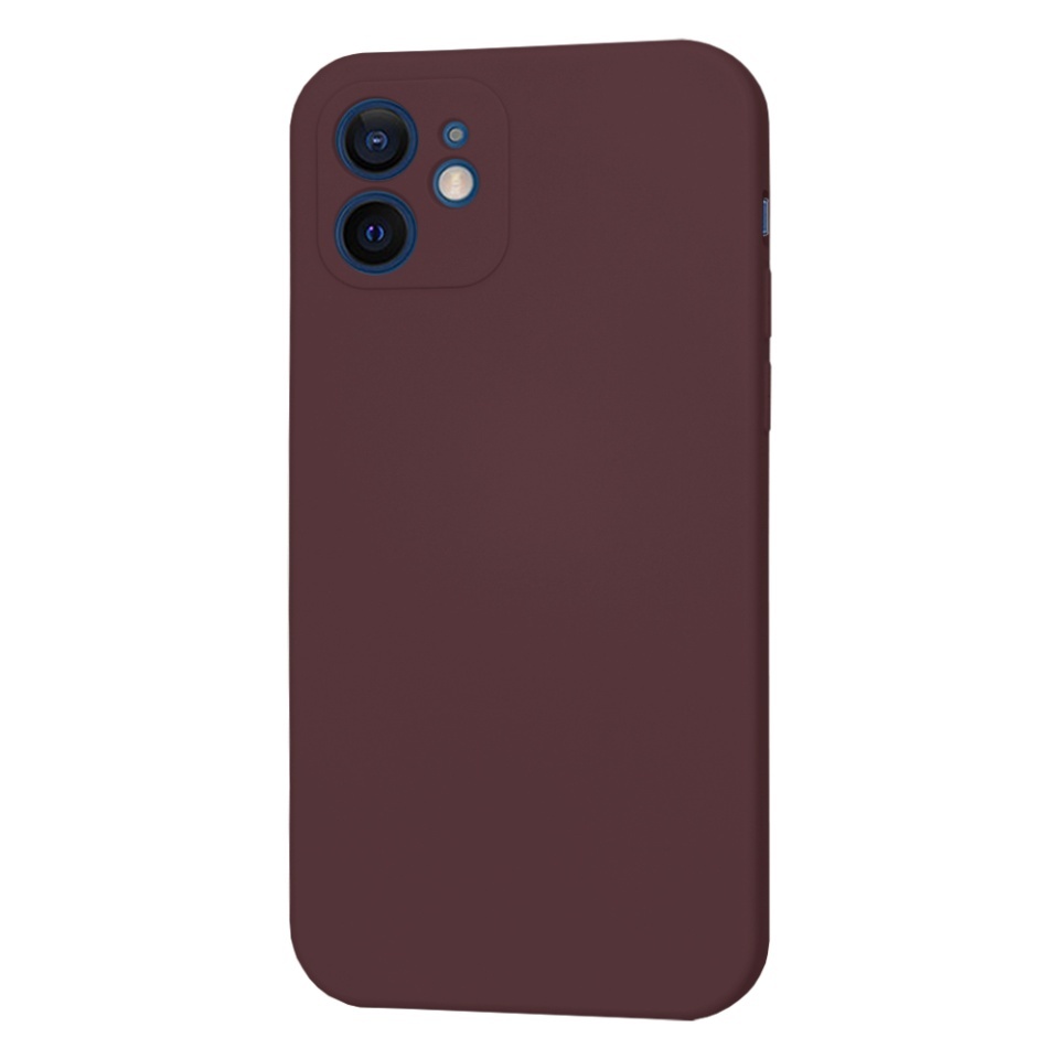 Husa pentru iPhone 12, SKYDDAR INNOVATION, din Silicon Catifelat, SoftElegance, set cu sticker, Bordo - 2 | YEO