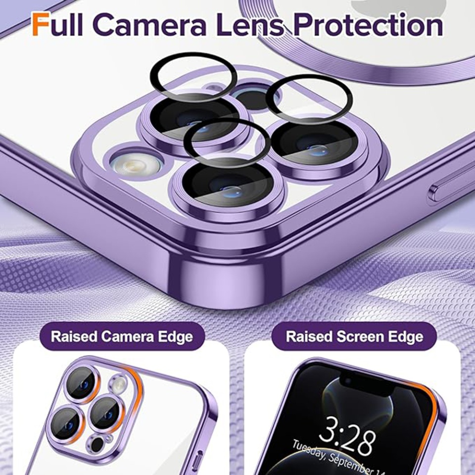Husa pentru iPhone 12, SKYDDAR INNOVATION, Luxury Shield Magsafe, Protectie Antisoc, Mov, set cu sticker - 3 | YEO