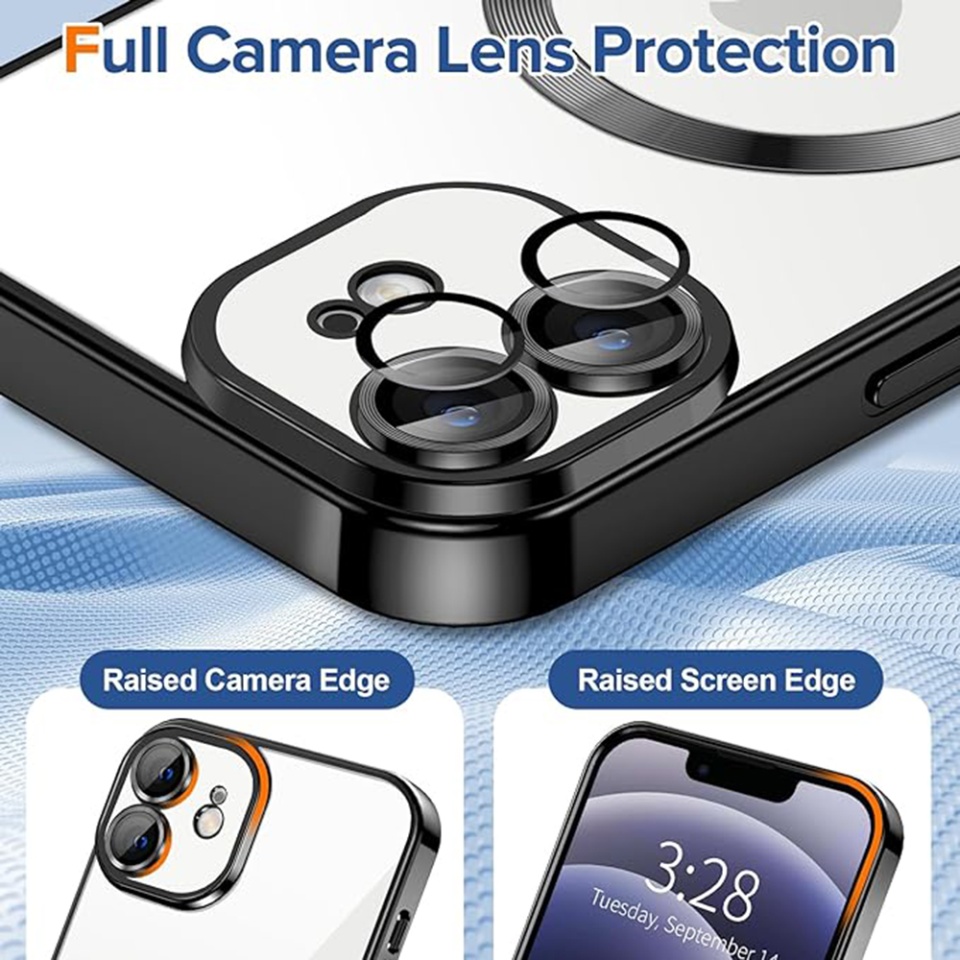Husa pentru iPhone 12, SKYDDAR INNOVATION, Luxury Shield Magsafe, Protectie Antisoc, Negru, set cu sticker - 3 | YEO