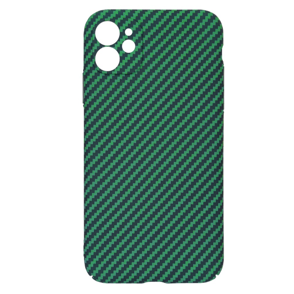 Husa pentru iPhone 12, SKYDDAR INNOVATION, textura carbon, Carbonite FiberShell, set cu sticker, Verde, - 3 | YEO