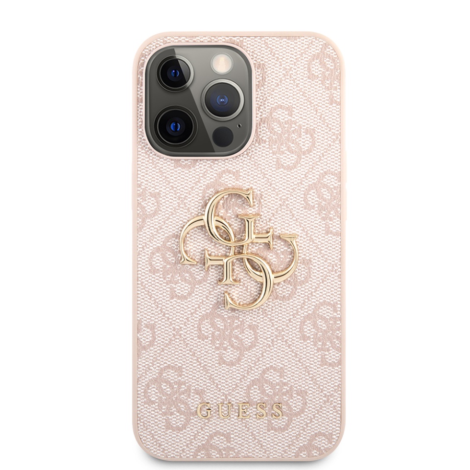 Husa pentru iPhone 13 Pro, Guess 4G Metal Logo, Protectie Slim, Compatibila, Roz - 2 | YEO