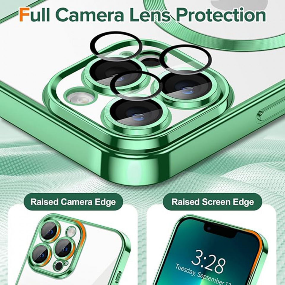 Husa pentru iPhone 13 Pro Max cu Magsafe integrat, SKYDDAR Luxury Shield - Verde deschis - 3 | YEO