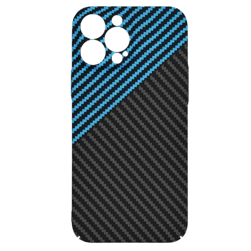 Husa pentru iPhone 13 Pro Max, Finisaj Premium cu Textura de Carbon, Design Elegant, SKDR CarbonFlex - Bleu - 3 | YEO
