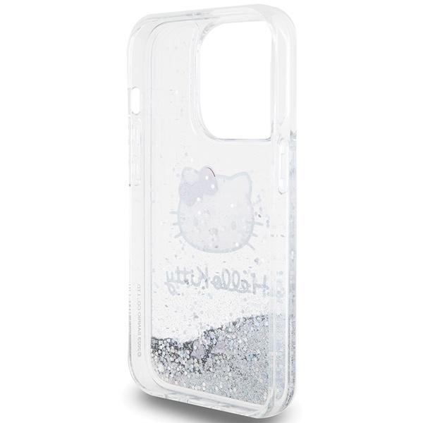 Husa pentru iPhone 13 Pro Max, Hardcase Liquid Glitter, Hello Kitty - Argintiu - 2 | YEO