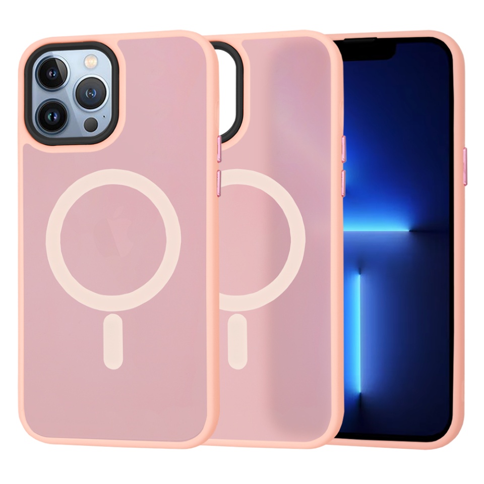 Husa pentru iPhone 13 Pro Max, SKYDDAR INNOVATION, HaloFrost MagSafe, Antisoc, set cu sticker, Roz