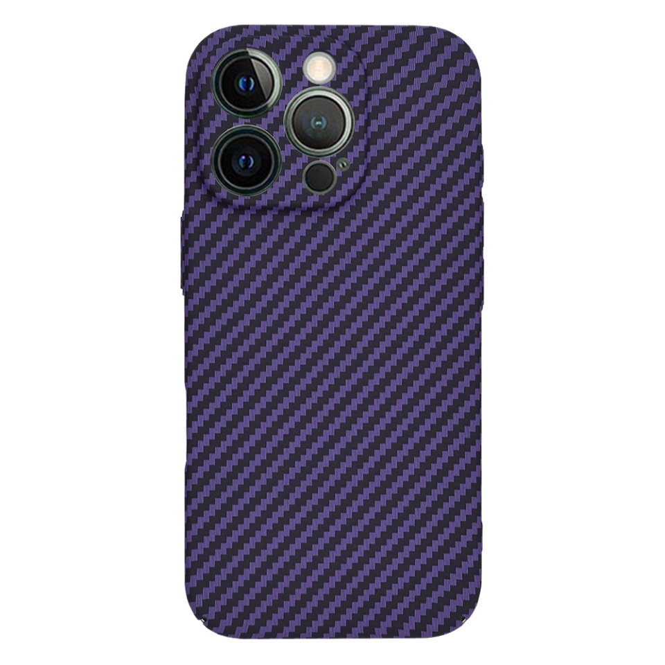 Husa pentru iPhone 13 Pro, SKYDDAR INNOVATION, textura carbon, Carbonite FiberShell, Mov, set cu sticker - 2 | YEO