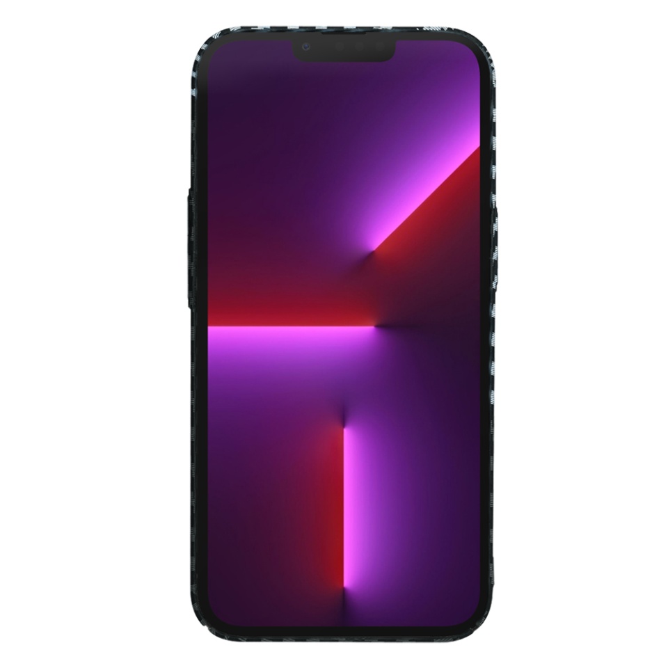 Husa pentru iPhone 13 Pro, SKYDDAR INNOVATION, textura carbon, Carbonite FiberShell, Gri, set cu sticker - 1 | YEO