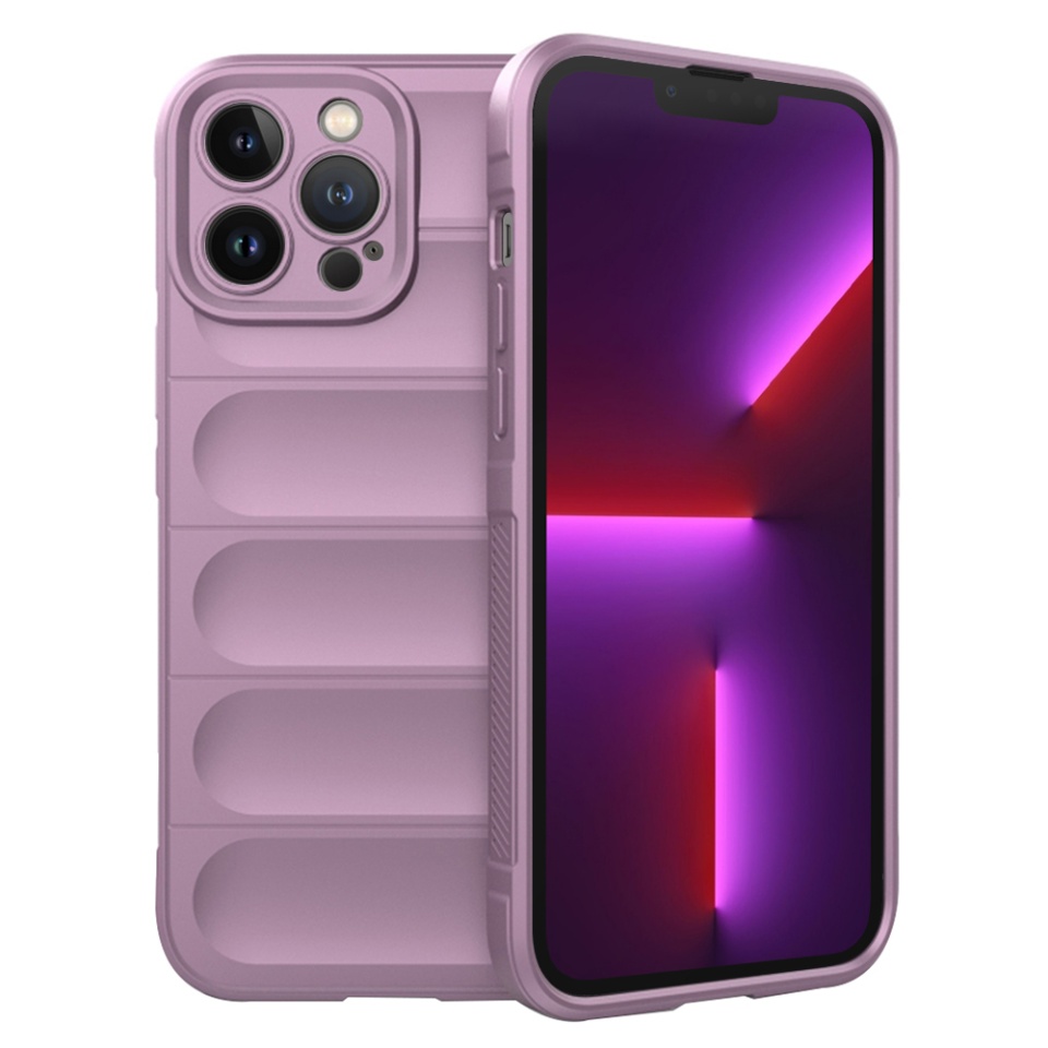 Husa pentru iPhone 13 Pro, SKYDDAR INNOVATION, Vogue, din Silicon Mat, Mov, set cu sticker