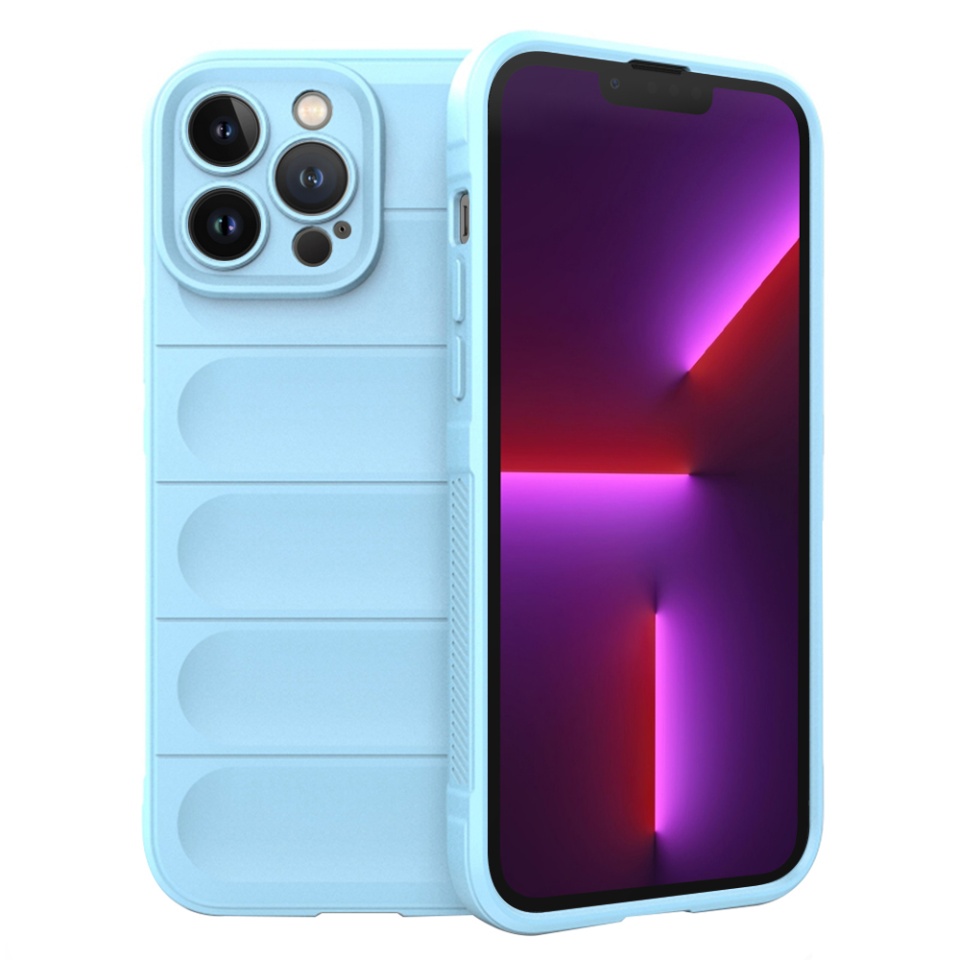 Husa pentru iPhone 13 Pro, SKYDDAR INNOVATION, Vogue, din Silicon Mat, Bleu, set cu sticker