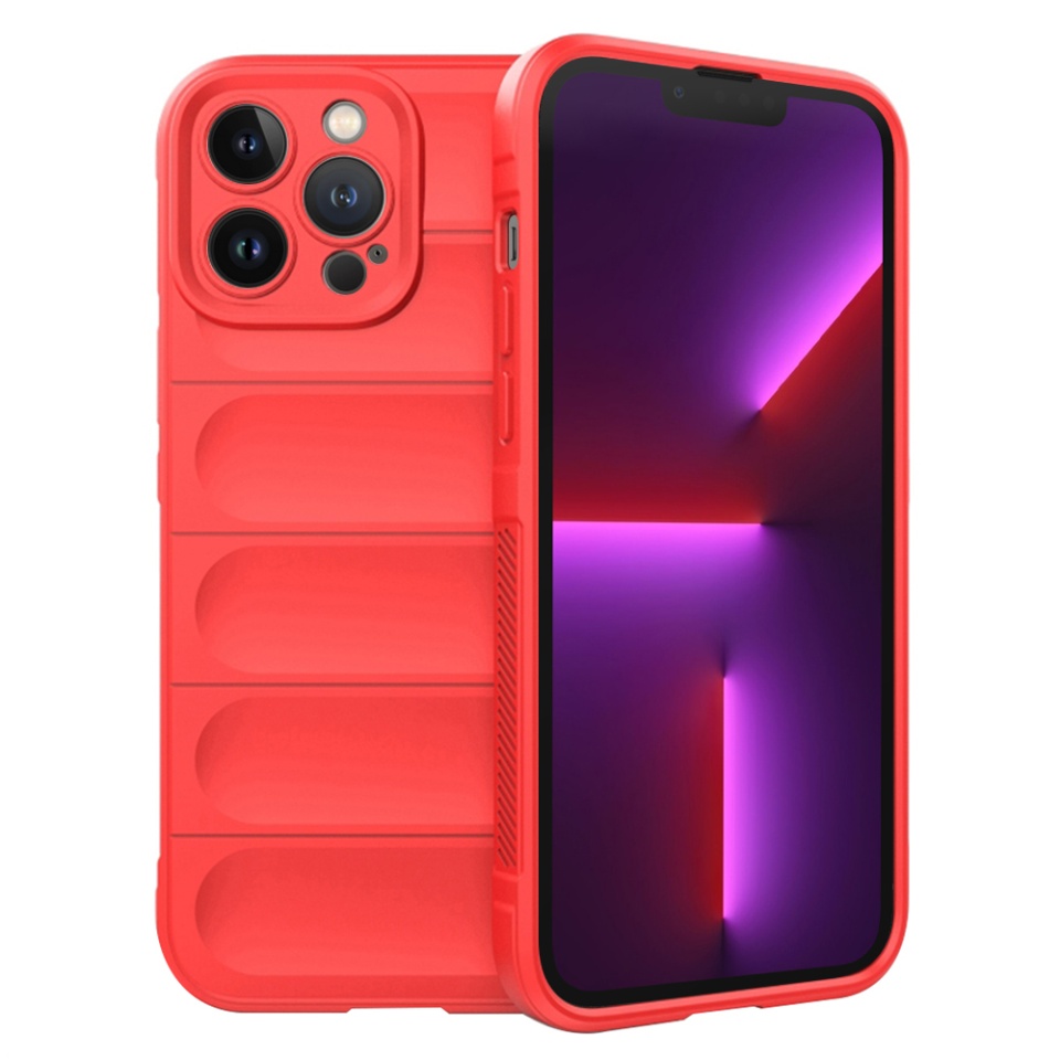 Husa pentru iPhone 13 Pro, SKYDDAR INNOVATION, Vogue, din Silicon Mat, Rosu, set cu sticker