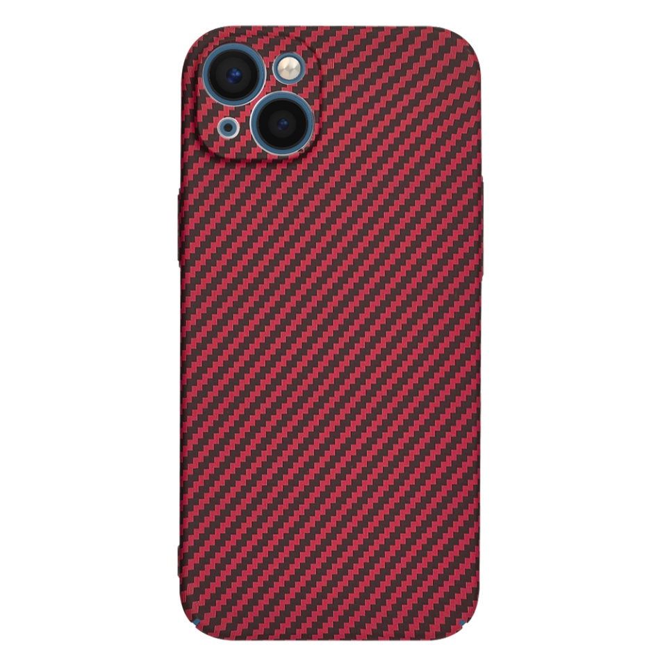 Husa pentru iPhone 13, SKYDDAR INNOVATION, textura carbon, Carbonite FiberShell, Rosu, set cu sticker - 2 | YEO