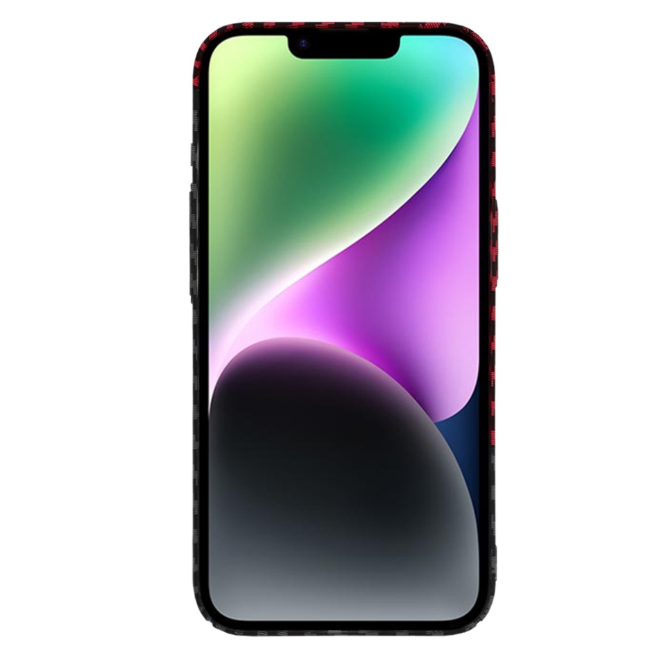 Husa pentru iPhone 14, Finisaj Premium cu Textura de Carbon, Design Elegant, SKDR CarbonFlex - Rosu inchis - 2 | YEO