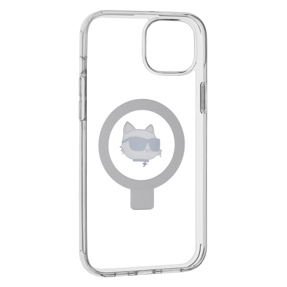 Husa pentru iPhone 14 Plus / 15 Plus, Hardcase Ring Stand MagSafe, Karl Lagerfeld - Alb Choupette Head - 2 | YEO