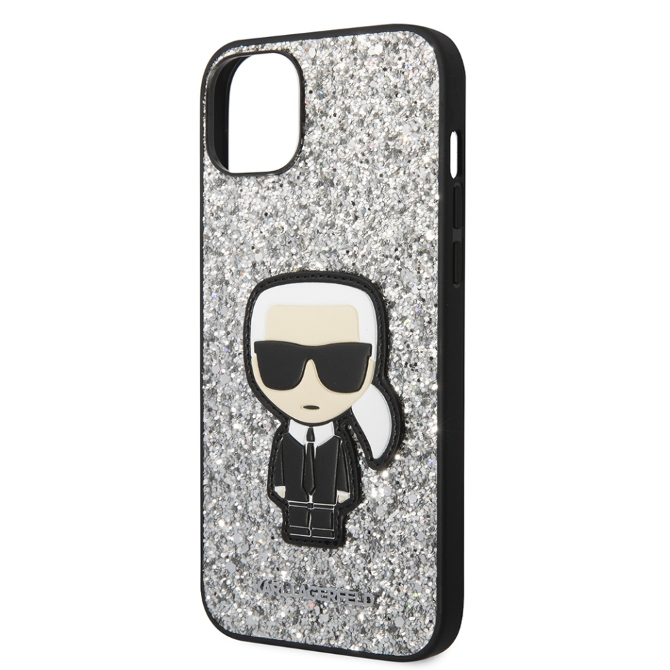 Husa pentru iPhone 14 Plus, Hardcase Glitter, Karl Lagerfeld, Argintiu - 1 | YEO