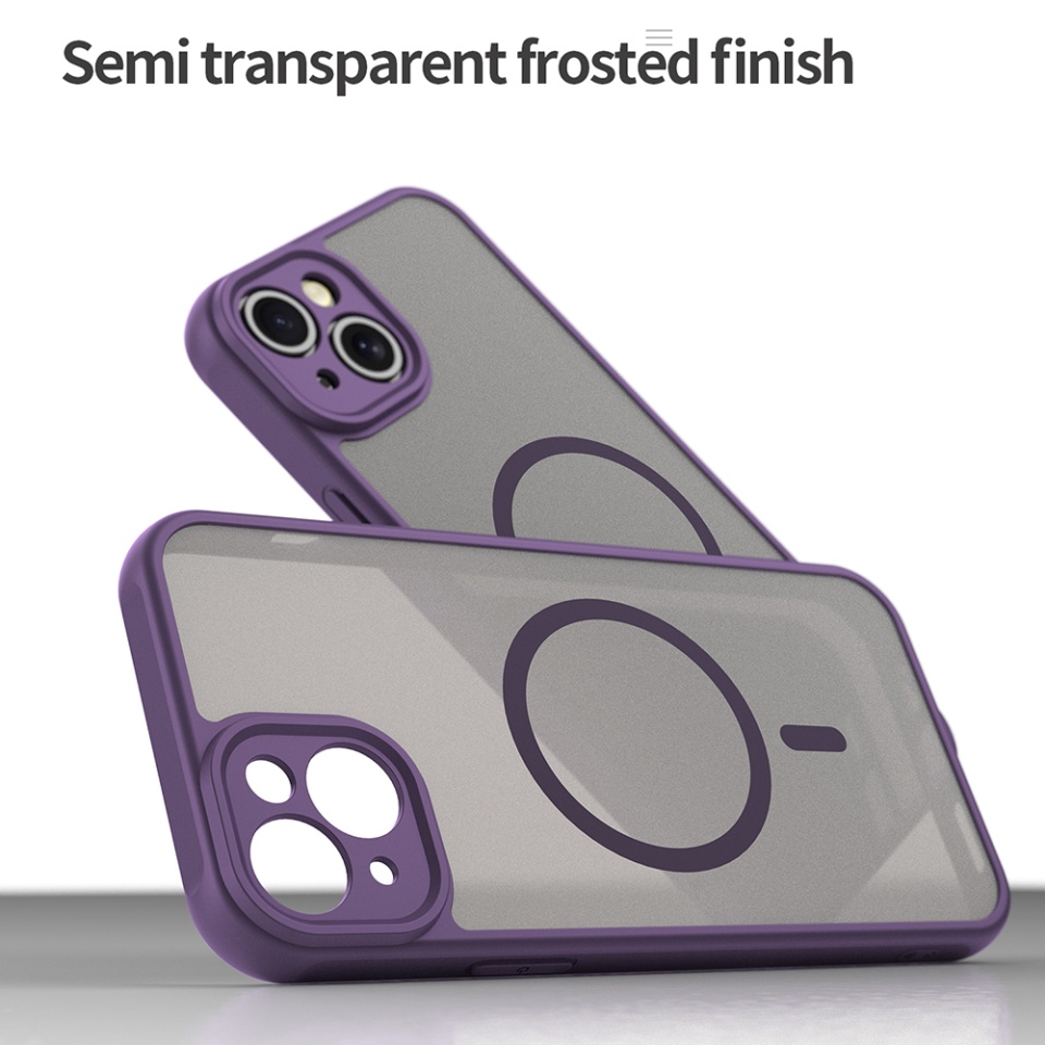 Husa pentru iPhone 14 Plus, SKYDDAR INNOVATION, HaloFrost MagSafe II, Antisoc, set cu sticker, Mov - 2 | YEO