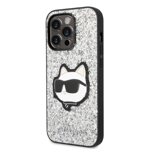 Husa pentru iPhone 14 Pro, Hardcase Glitter, Karl Lagerfeld, Argintiu - 3 | YEO