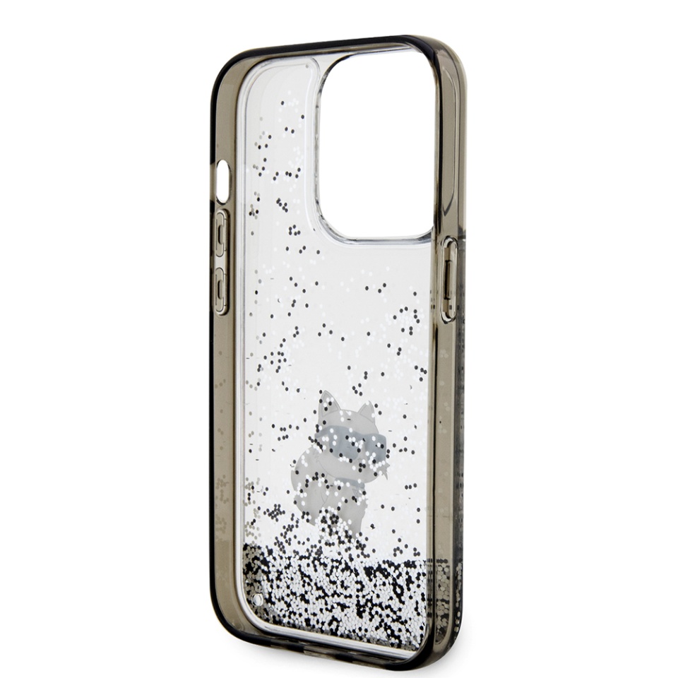 Husa pentru iPhone 14 Pro, Hardcase Liquid Glitter, Karl Lagerfeld - Negru Sclipici - 3 | YEO
