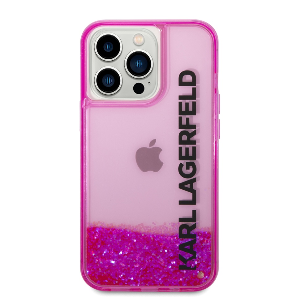 Husa pentru iPhone 14 Pro, Hardcase Liquid Glitter, Karl Lagerfeld - Roz - 2 | YEO