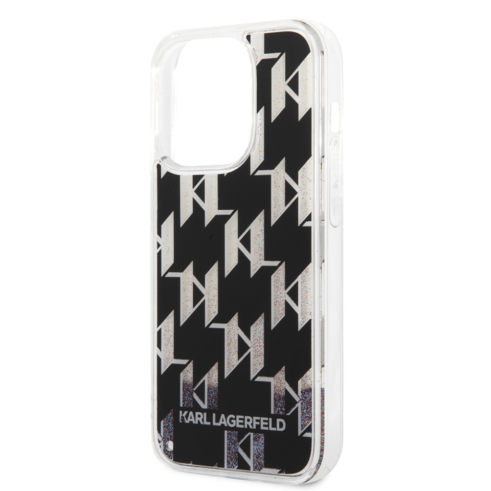 Husa pentru iPhone 14 Pro, Hardcase Liquid Glitter, Karl Lagerfeld - Monogram - 1 | YEO