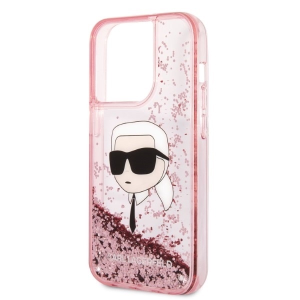 Husa pentru iPhone 14 Pro Max, Hardcase Glitter, Karl Lagerfeld, Roz - 1 | YEO