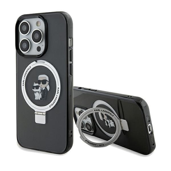Husa pentru iPhone 14 Pro Max, Hardcase Ring Stand MagSafe, Karl Lagerfeld - Negru