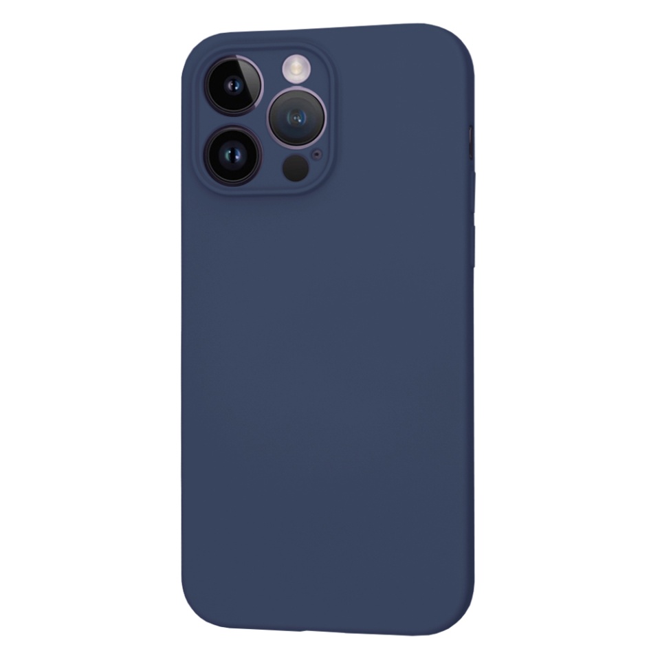 Husa pentru iPhone 14 Pro Max, SKYDDAR INNOVATION, din Silicon Catifelat, SoftFlex Magsafe, Bleumarin, set cu sticker - 1 | YEO