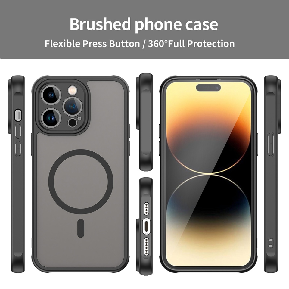 Husa pentru iPhone 14 Pro Max, SKYDDAR INNOVATION, HaloFrost MagSafe II, Antisoc, set cu sticker, Negru - 2 | YEO