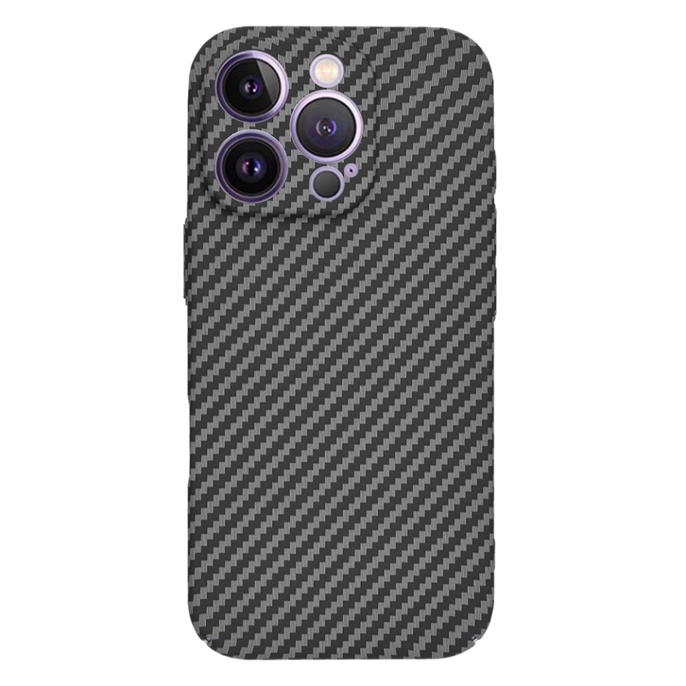 Husa pentru iPhone 14 Pro Max, SKYDDAR INNOVATION, textura carbon, Carbonite FiberShell, Negru, set cu sticker - 2 | YEO