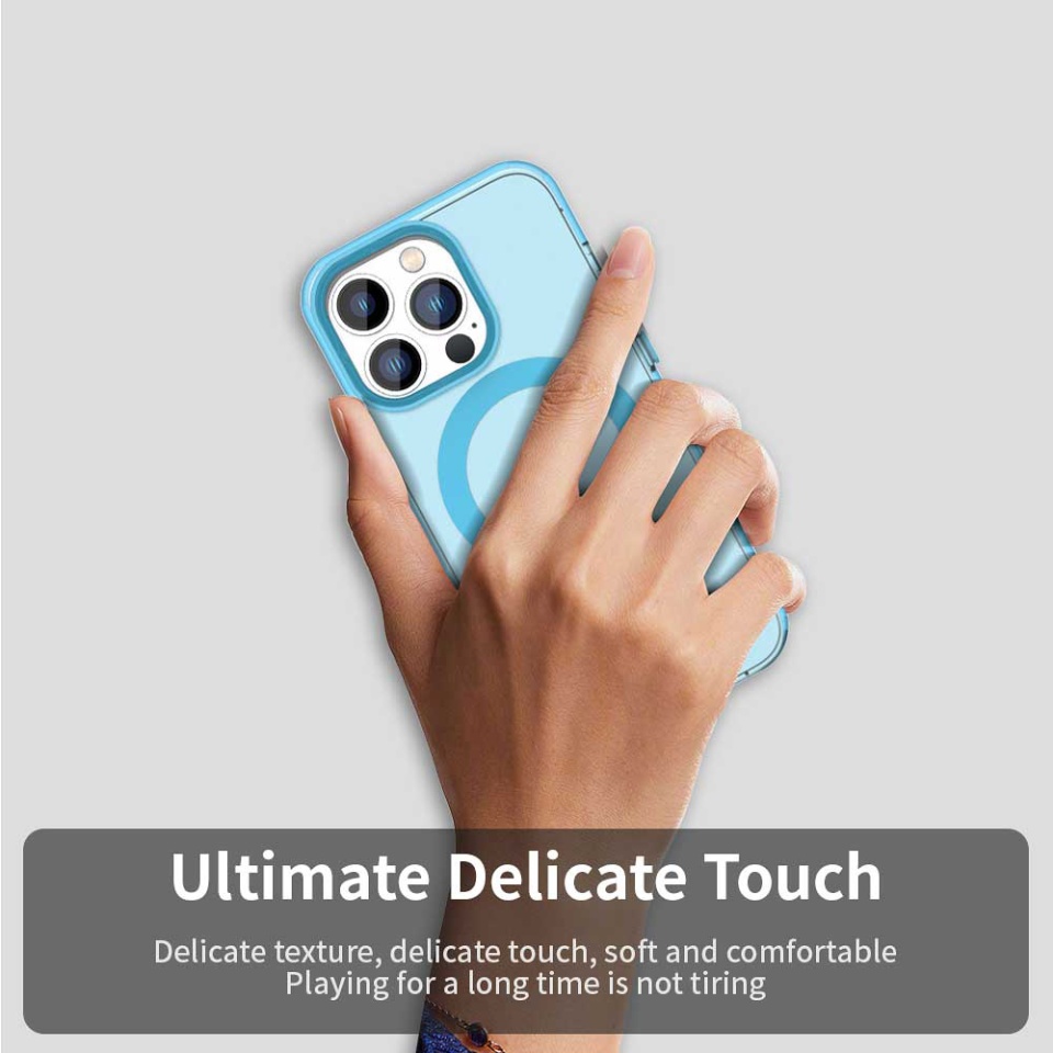 Husa pentru iPhone 14 Pro Max, SKYDDAR INOVATION, CandyCase, Magsafe, set cu sticker, Albastru - 3 | YEO