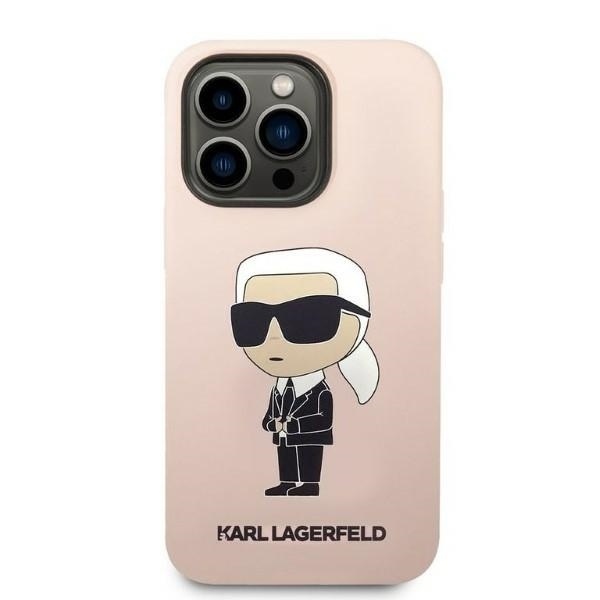 Husa pentru iPhone 14 Pro, Silicone, Karl Lagerfeld, Roz - 2 | YEO