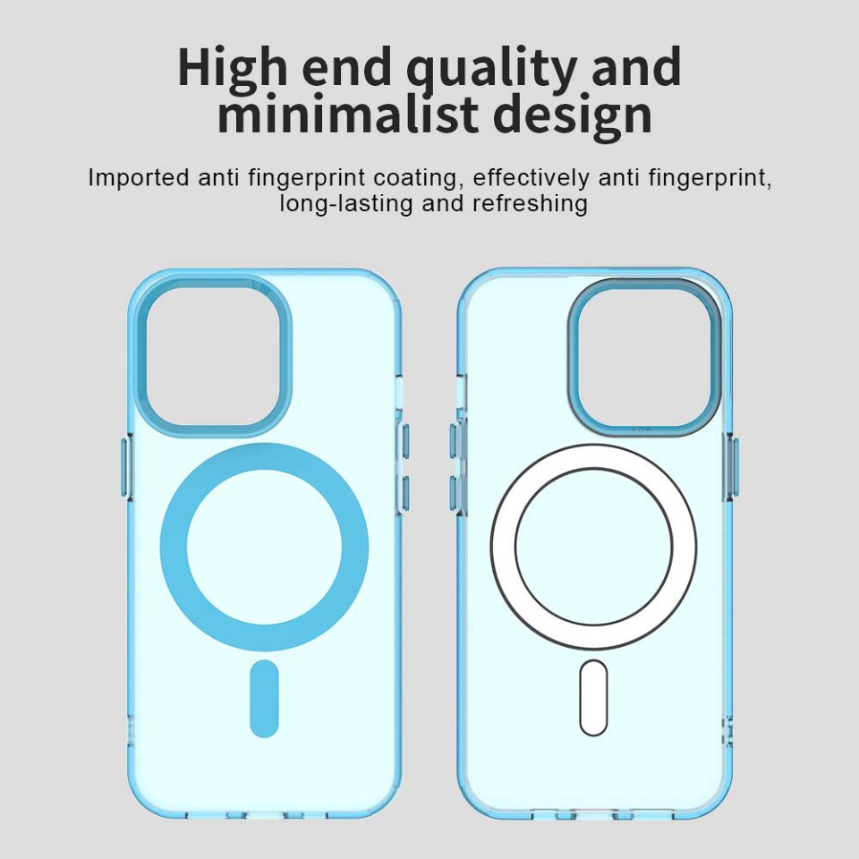 Husa pentru iPhone 14 Pro, SKYDDAR INOVATION, CandyCase, Magsafe, set cu sticker, Albastru - 3 | YEO