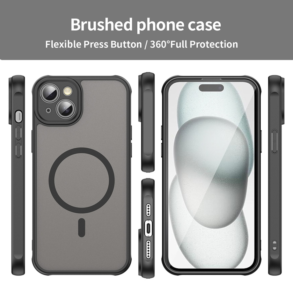 Husa pentru iPhone 14, SKYDDAR INNOVATION, HaloFrost MagSafe II, Antisoc, set cu sticker, Negru - 2 | YEO