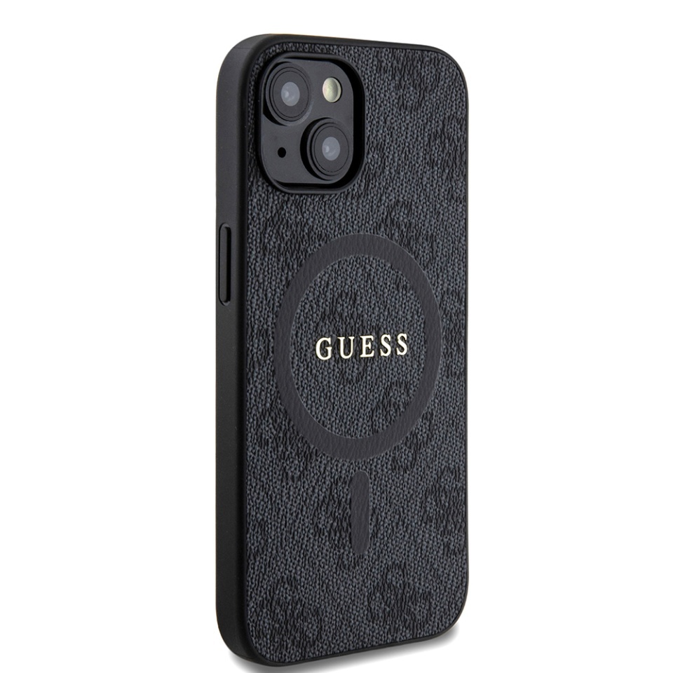 Husa pentru iPhone 15, 4G Ring Classic Logo MagSafe, Guess, Negru - 3 | YEO