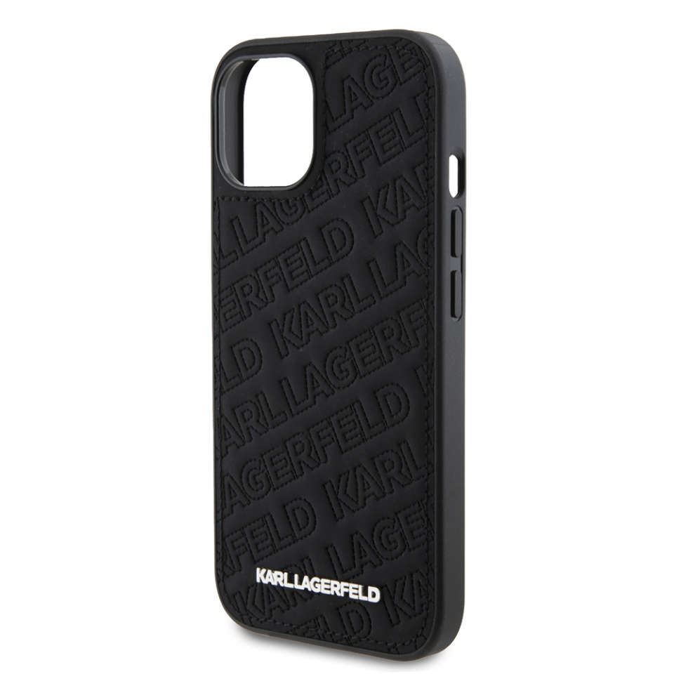 Husa pentru iPhone 15, Diagonal Quilted K Pattern, Karl Lagerfeld, Negru - 3 | YEO