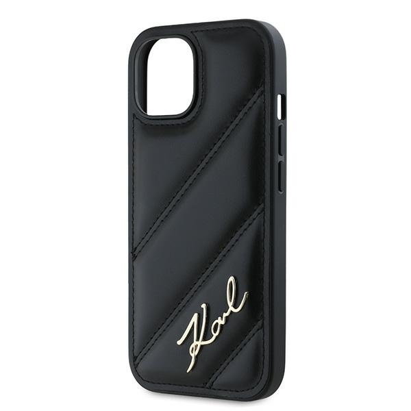 Husa pentru iPhone 15, Diagonal Quilted Script, Karl Lagerfeld - Negru - 1 | YEO