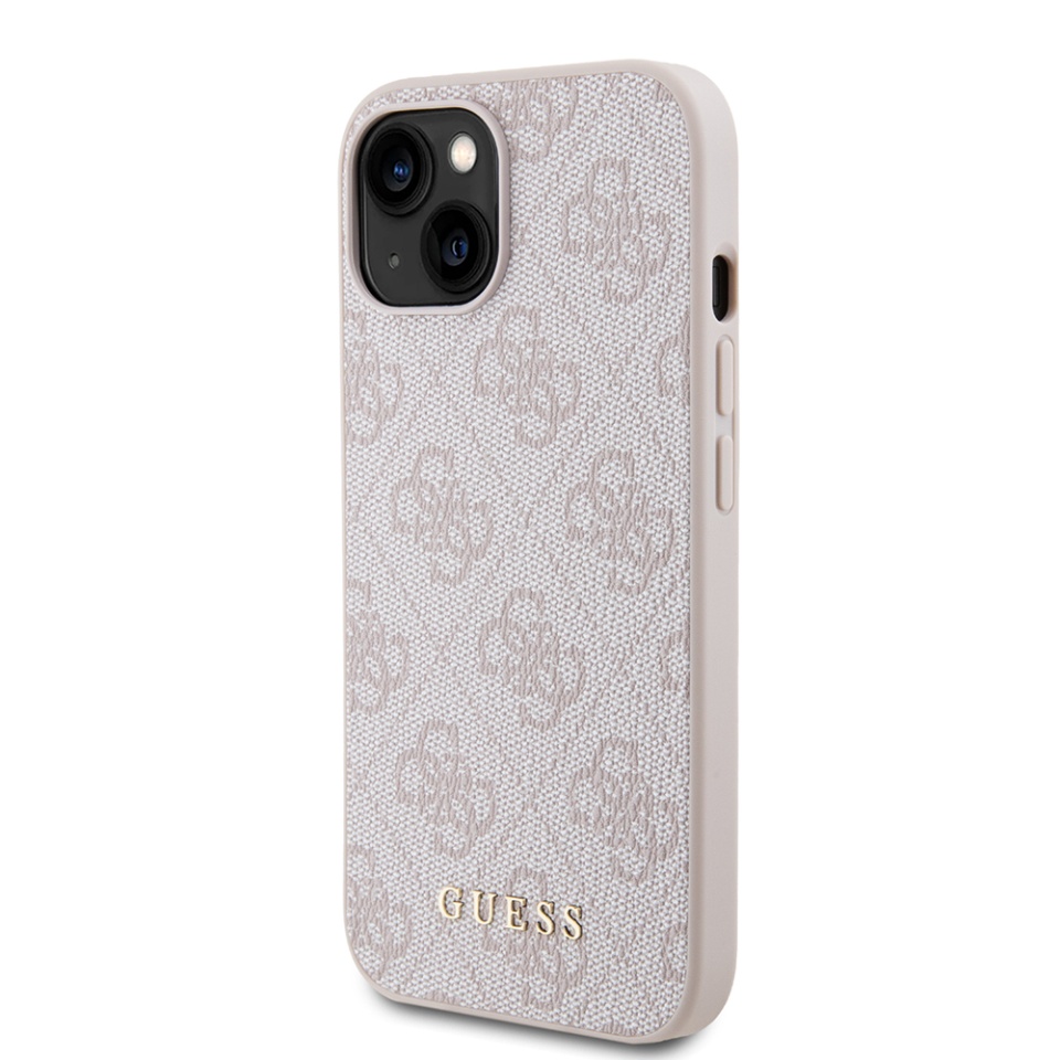 Husa pentru iPhone 15, Guess, Hardcase 4G Metal Gold Logo, Roz - 3 | YEO