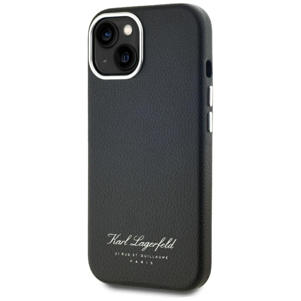 Husa pentru iPhone 15, Hardcase Leather Monogram, Karl Lagerfeld, Negru - 3 | YEO