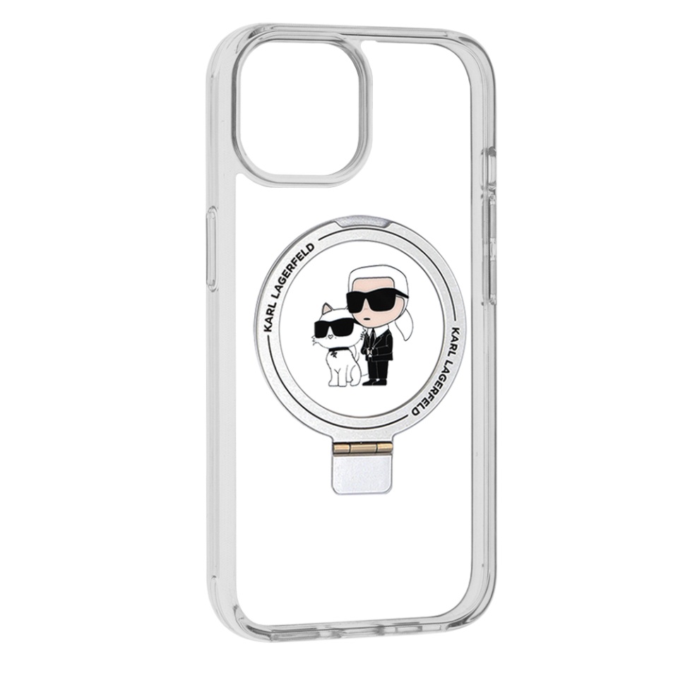 Husa pentru iPhone 15, Hardcase Ring Stand MagSafe, Karl Lagerfeld - Alb - 1 | YEO