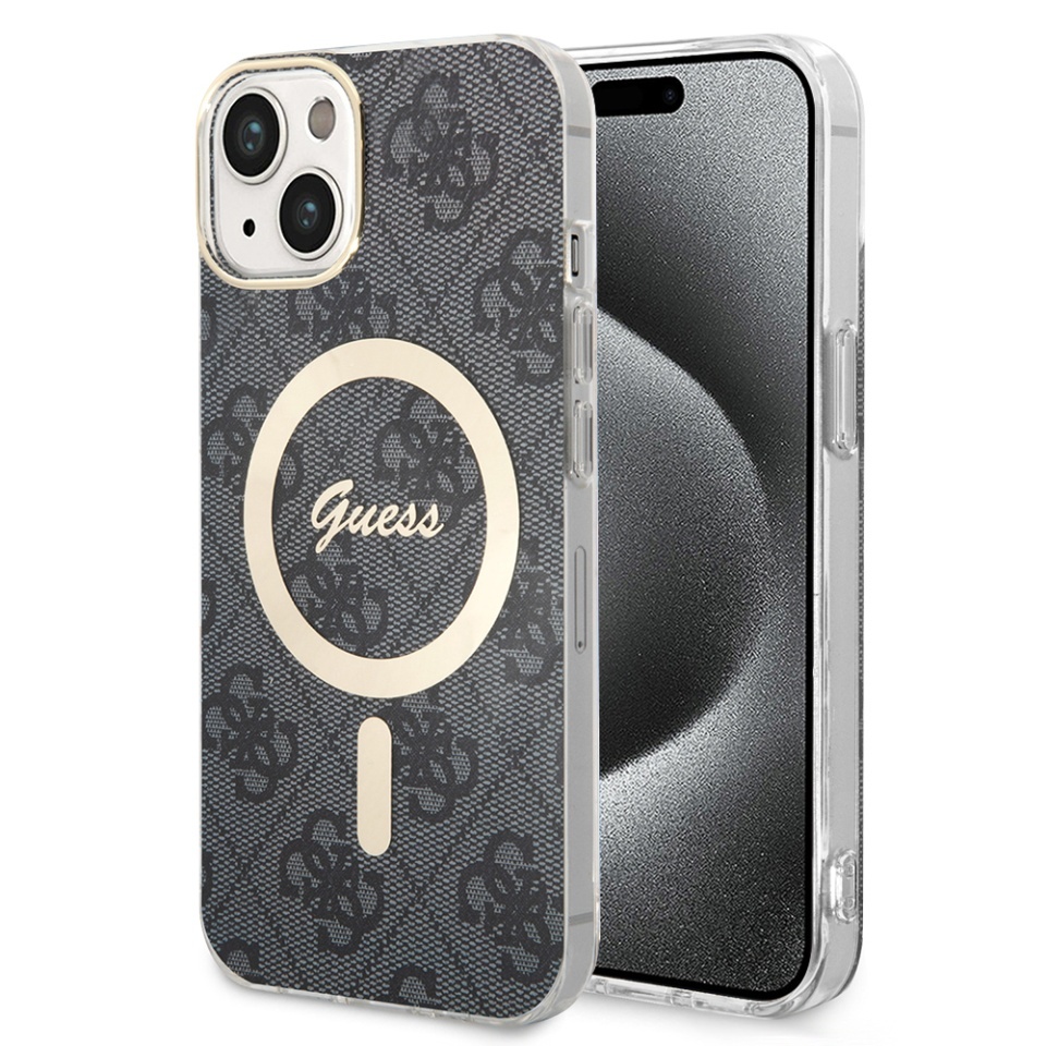 Husa pentru iPhone 15, IML 4G MagSafe, Guess - Negru