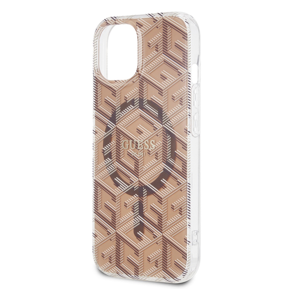 Husa pentru iPhone 15, IML GCube MagSafe, Guess - Maro - 4 | YEO