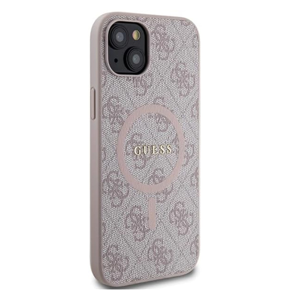 Husa pentru iPhone 15 Plus, 4G Collection Leather MagSafe, Guess - Roz - 3 | YEO