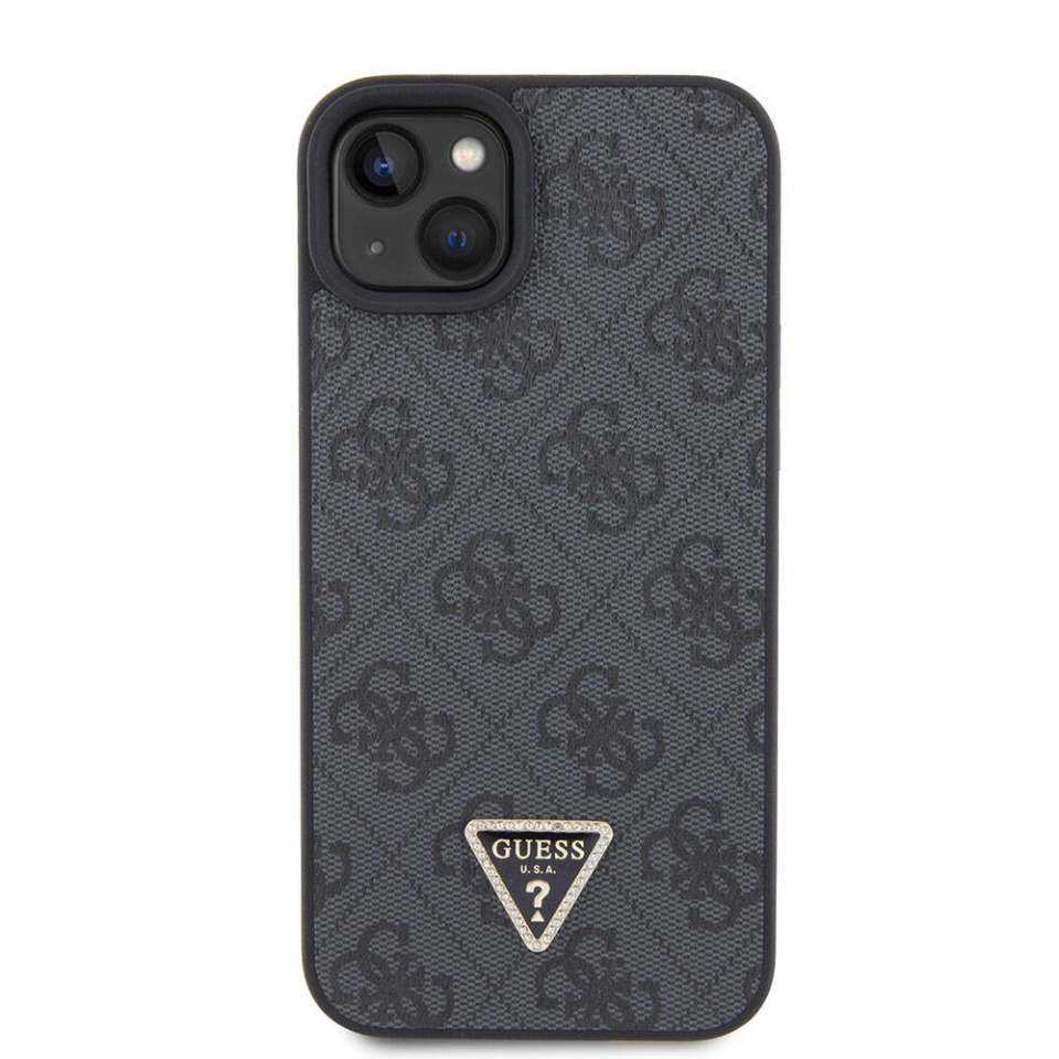 Husa pentru iPhone 15 Plus cu snur, Leather Metal Logo Strass Crossbody, Guess - Negru - 1 | YEO