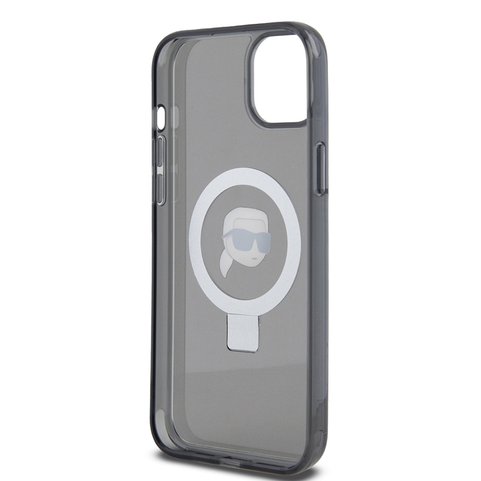 Husa pentru iPhone 15 Plus, Hardcase Ring Stand MagSafe, Karl Lagerfeld - Negru - 3 | YEO