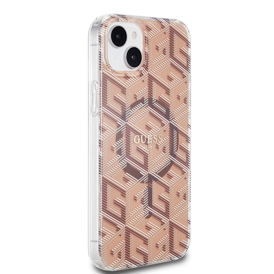 Husa pentru iPhone 15 Plus, IML GCube MagSafe, Guess - Maro - 3 | YEO