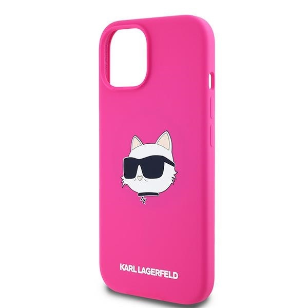 Husa pentru iPhone 15 Plus, Silicone MagSafe, Karl Lagerfeld - Fucsia - 3 | YEO