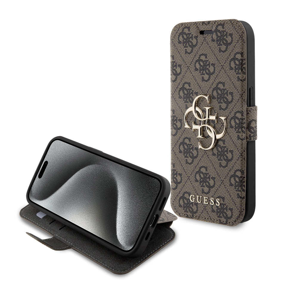 Husa pentru iPhone 15 Pro, Book, Guess - Maro