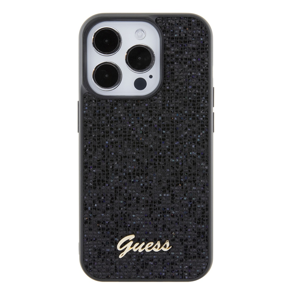 Husa pentru iPhone 15 Pro, Disco Metal Logo, Guess, Negru - 2 | YEO