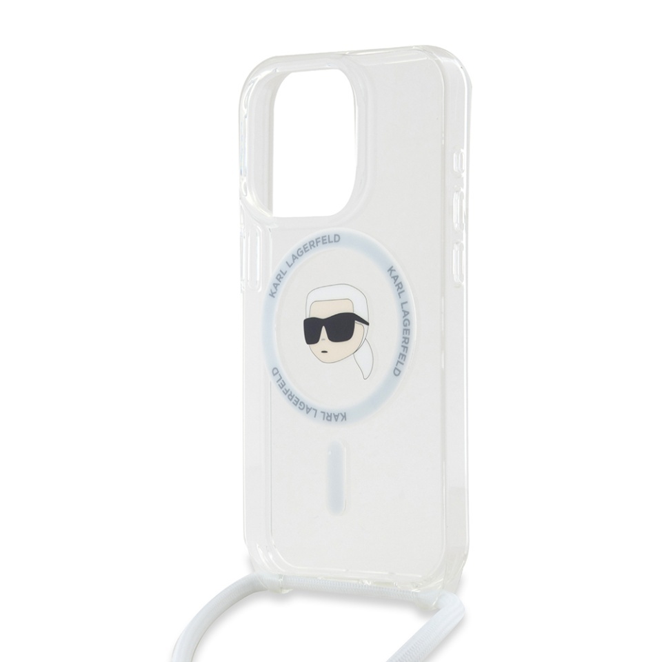 Husa pentru iPhone 15 Pro, Karl Lagerfeld, IML Crossbody MagSafe, Transparent Karl Head - 3 | YEO
